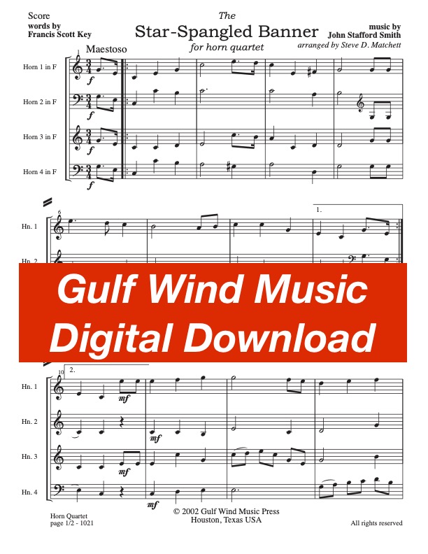 The Star-Spangled Banner for horn quartet, arr. Matchett - DIGITAL